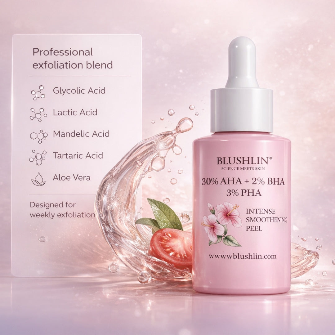 30% AHA Exfoliating Peel | 10-Minute Facial Glow | Glycolic + Lactic + Salicylic Acid + Fruit Acids | 30 ml