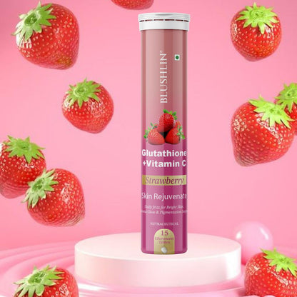 Glutathione Effervescent Tablets With Vitamin C  For Skin Brighteing | Sugar-Free Strawberry Flavour