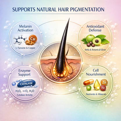 Anti-Grey Hair Supplement | Supports Natural Hair Pigmentation & Hair Color | With Copper, Catalase & L-Tyrosine | For Men & Women (60 Capsules)