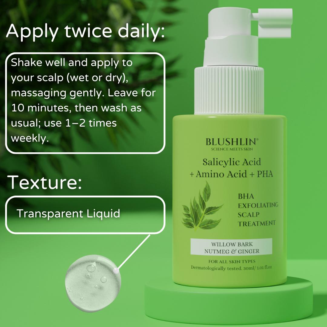 Blushlin 2% Salicylic Acid for Dandruff | Controld dermatitis and oil buildup