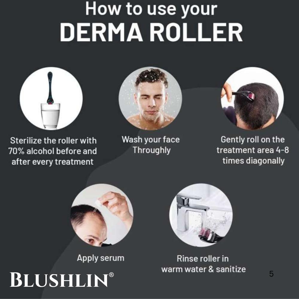 Derma Roller For Hair Growth 0.5 mm | 540 Titanium Needles | For Activates Hair Follicles, Hair Fall & Hair Thickening