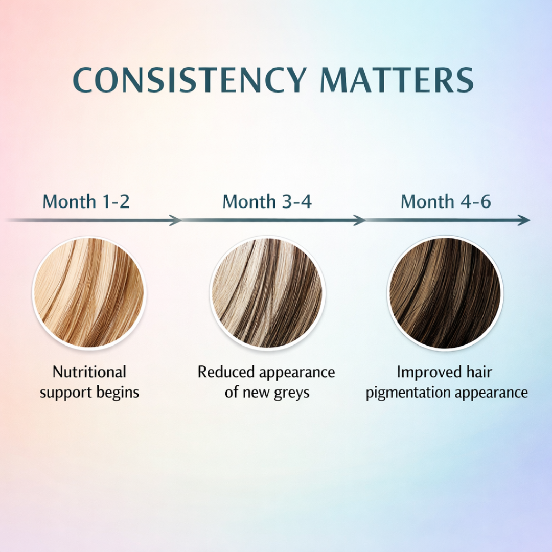 Anti-Grey Hair Supplement | Supports Natural Hair Pigmentation & Hair Color | With Copper, Catalase & L-Tyrosine | For Men & Women (60 Capsules)
