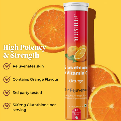 Glutathione Effervescent Tablets With Vitamin C  For Skin Brightening | Sugar-Free