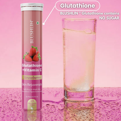 Glutathione Effervescent Tablets With Vitamin C  For Skin Brighteing | Sugar-Free Strawberry Flavour