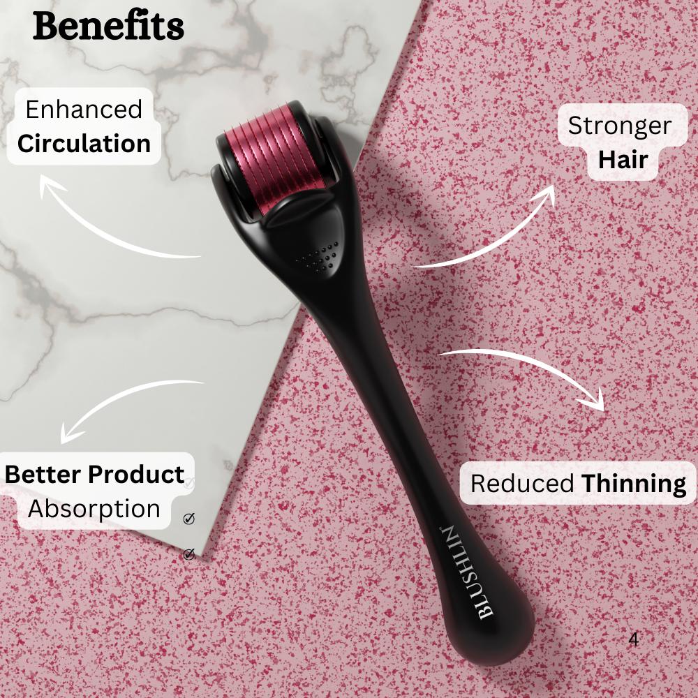 Derma Roller For Hair Growth 0.5 mm | 540 Titanium Needles | For Activates Hair Follicles, Hair Fall & Hair Thickening