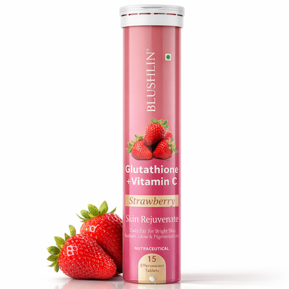 Glutathione Effervescent Tablets With Vitamin C  For Skin Brighteing | Sugar-Free Strawberry Flavour