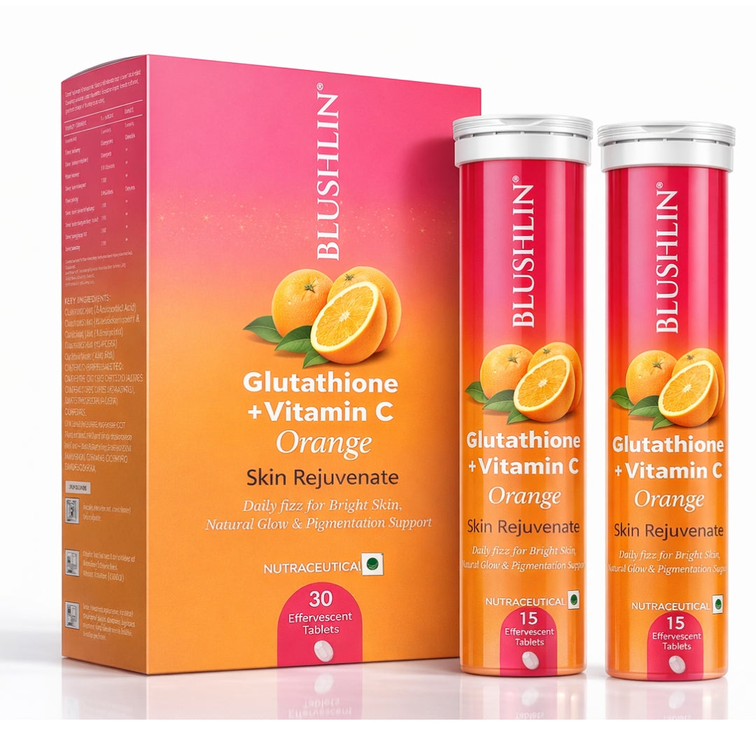 Glutathione Effervescent Tablets With Vitamin C For Skin Brightening | BLUSHLIN Glutathione Effervescent Tablets With Vitamin C For Skin Brightening | BLUSHLIN