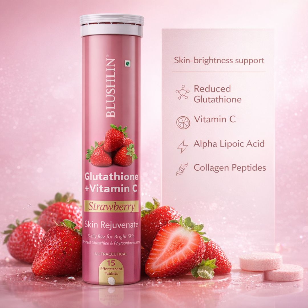 Glutathione Effervescent Tablets With Vitamin C  For Skin Brighteing | Sugar-Free Strawberry Flavour