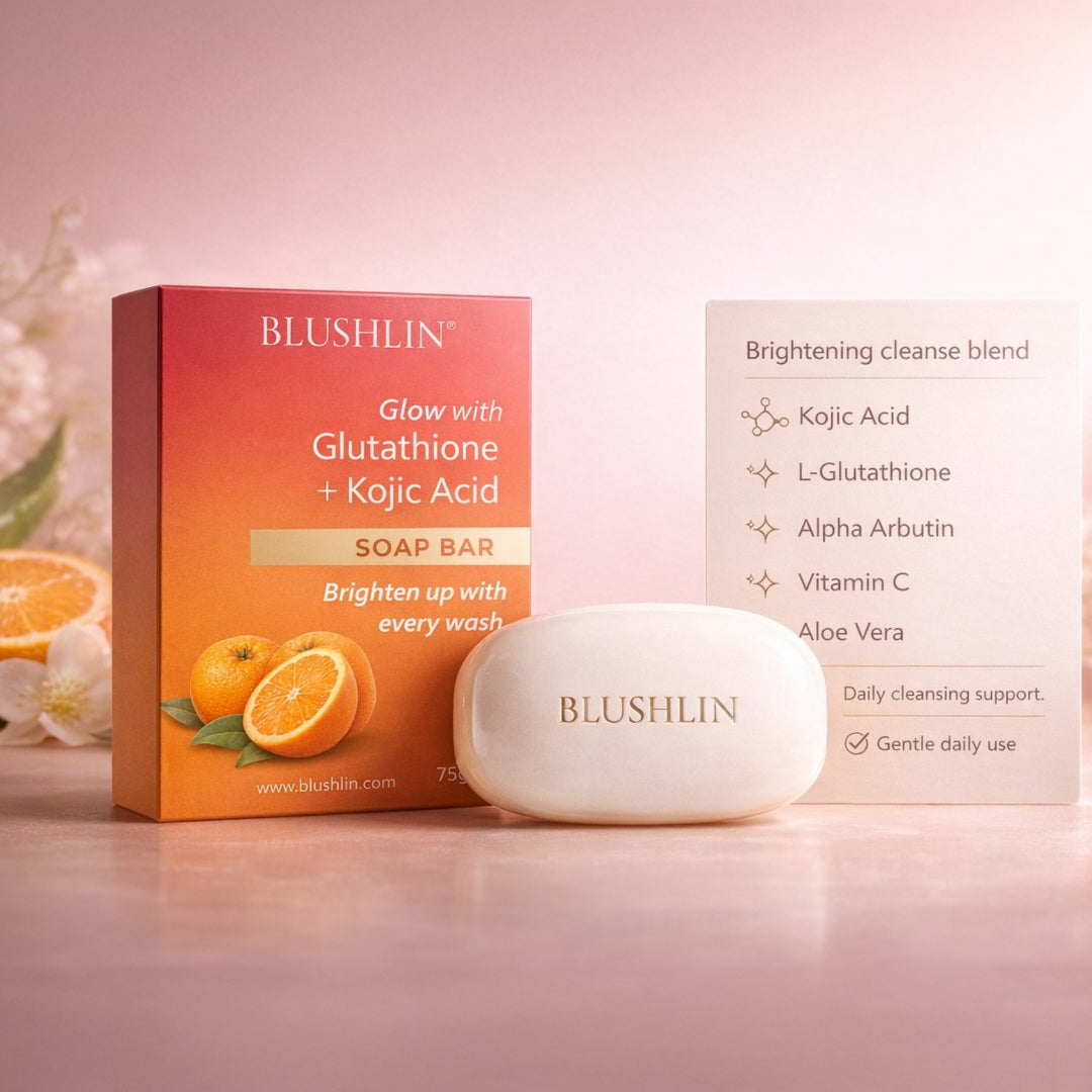 Kojic Acid Soap For Skin Whitening | Glutathione + Vitamin C - Pack of BLUSHLIN Kojic Acid Soap For Skin Whitening | Glutathione + Vitamin C - Pack of BLUSHLIN