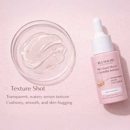 Snail Mucin 96% Power Essence Serum for Glass Skin Hydration & Repair | With Ceramides & Panthenol