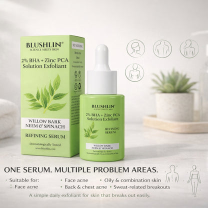 Blushlin 2% Salicylic Acid Face Serum | Anti-Acne, Anti-Clogging & Oil Control