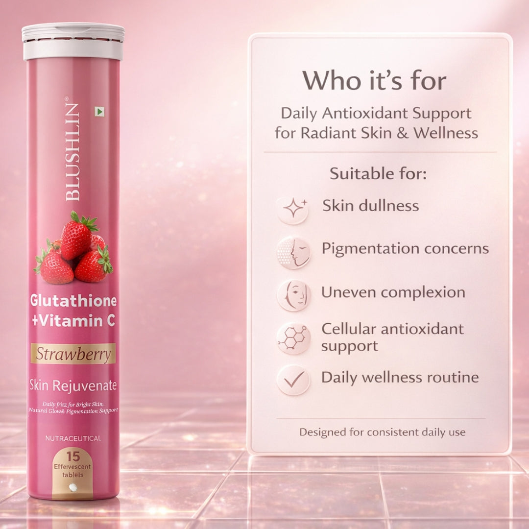 Glutathione Effervescent Tablets With Vitamin C  For Skin Brighteing | Sugar-Free Strawberry Flavour